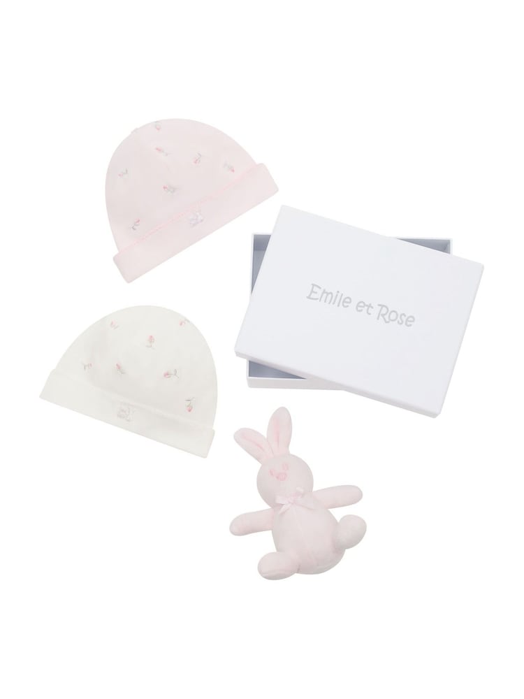 Rosa - Emile Et Rose Linden gave Sett med to hatter og brodert teddybjørn og leketøy - Bilde 2 av 3