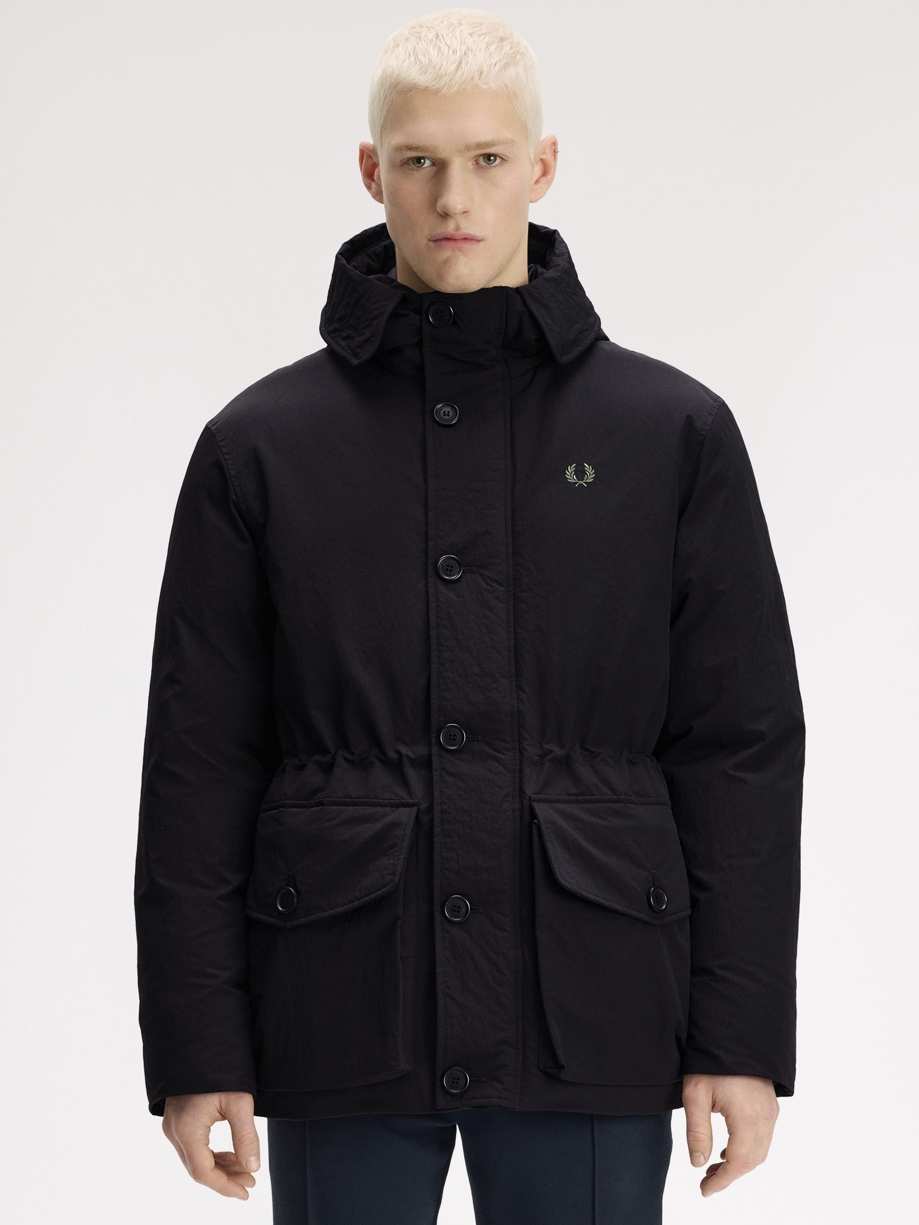 Buy Fred Perry Black Padded Patch Pocket Parka Jacket from Next USA