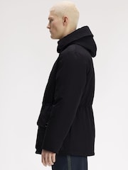 Fred Perry Black Padded Patch Pocket Parka Jacket - Image 2 of 5