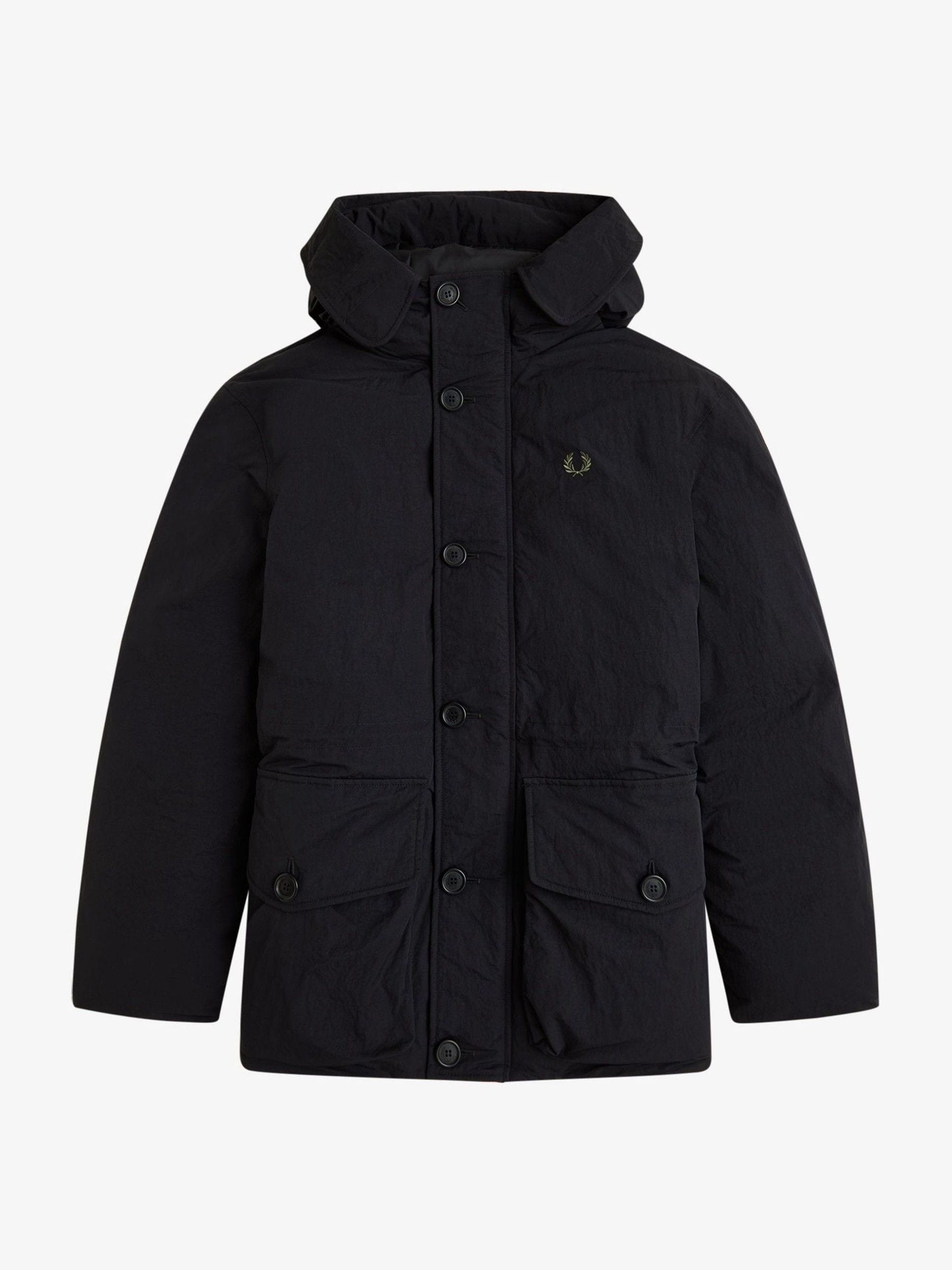 Buy Fred Perry Black Padded Patch Pocket Parka Jacket from Next USA