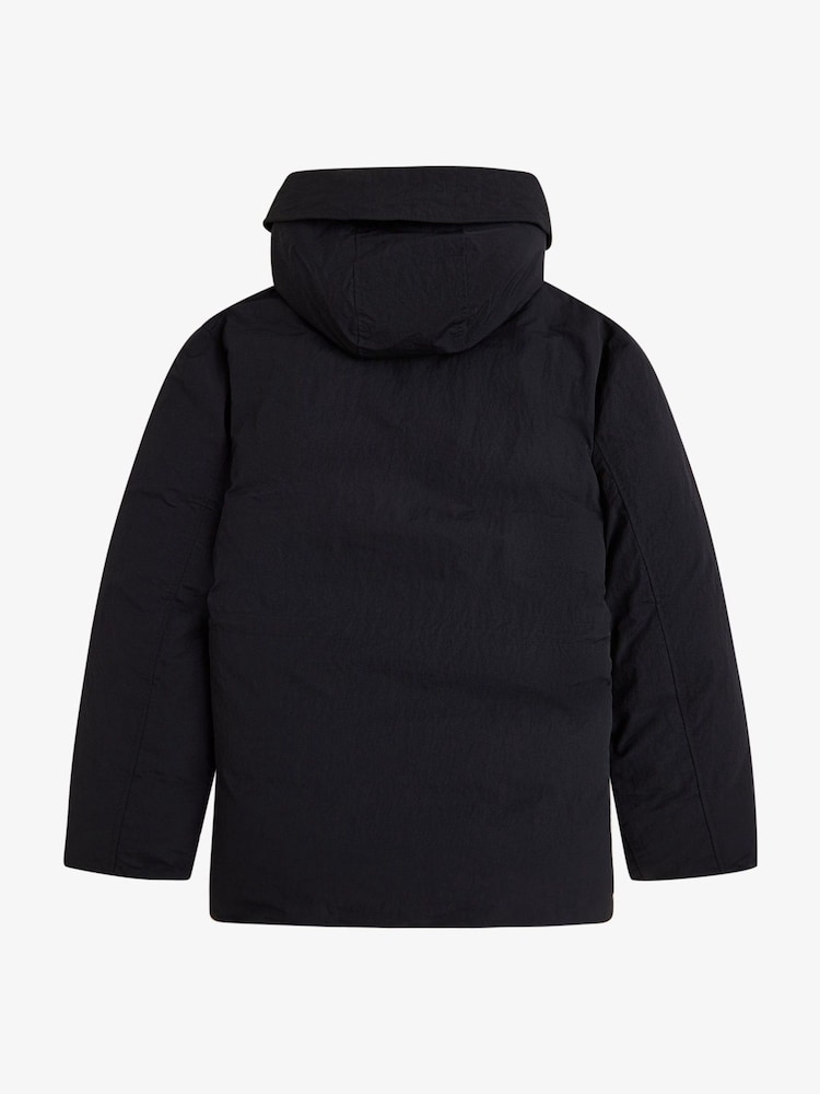 Fred Perry Black Padded Patch Pocket Parka Jacket - Image 5 of 5 Fred Perry Black Padded Patch Pocket Parka Jacket - Image 5 of 5