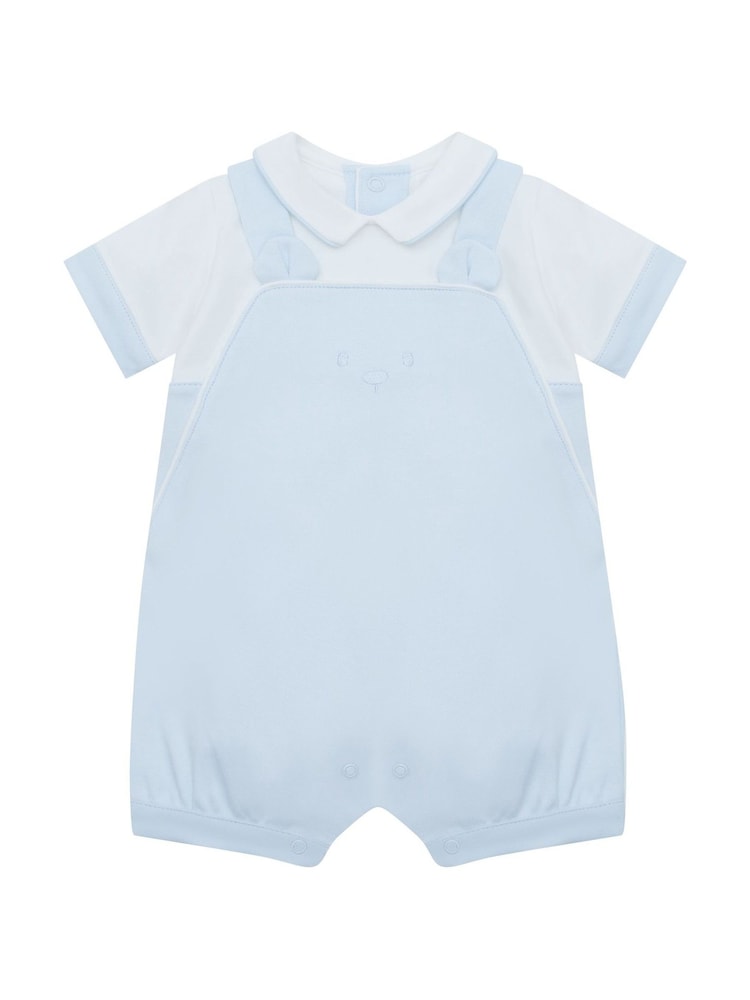 Emile Et Rose Lucas - 2 In1 Blue Bib Short With Embroidered Bear Features & 3D Ears - Image 2 of 4