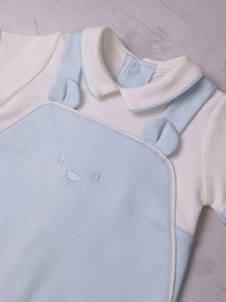 Emile Et Rose Lucas - 2 In1 Blue Bib Short With Embroidered Bear Features & 3D Ears - Image 4 of 4