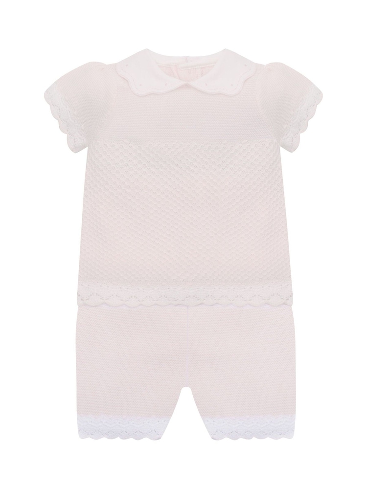 Laura - Knitted Crocheted Hems & Embroidered Collar Top & Shorts 2 Piece - Image 2 of 6 Laura - Knitted Crocheted Hems & Embroidered Collar Top & Shorts 2 Piece - Image 2 of 6