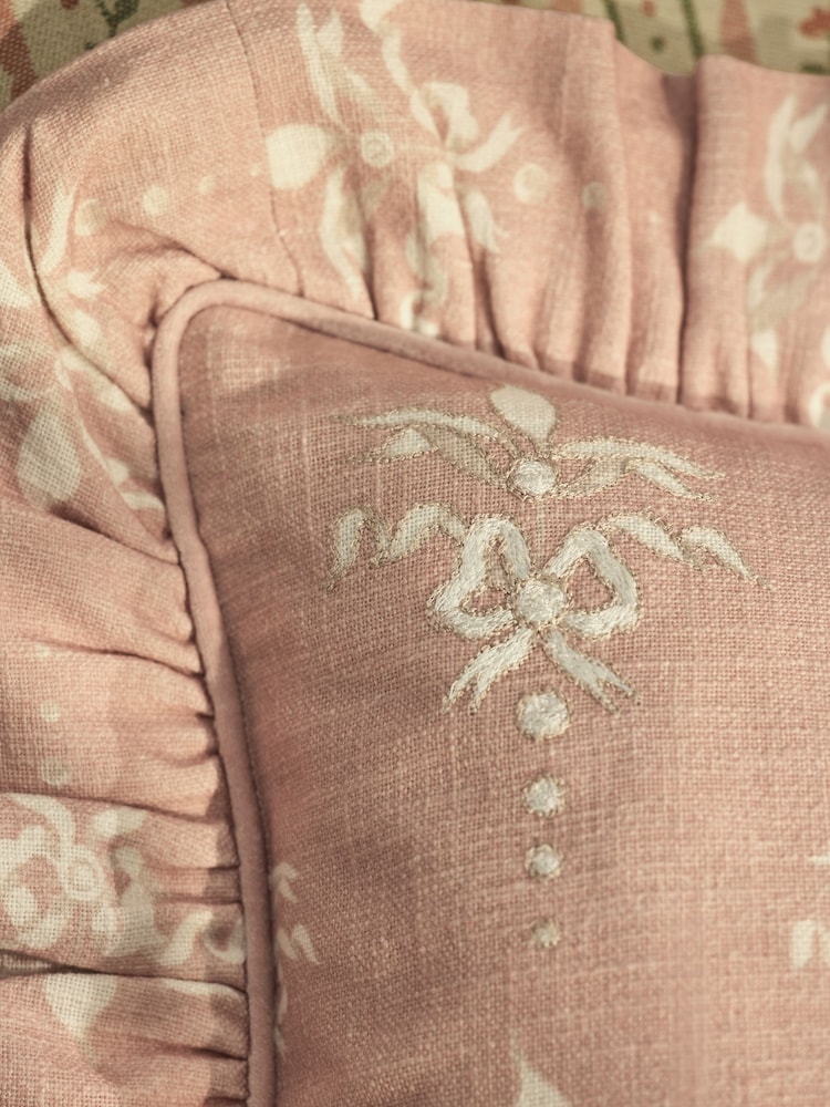 Cath Kidston Pink Crest Printed Cushion - Image 2 of 3