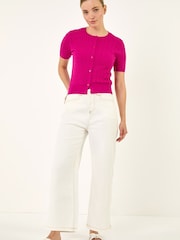 Roman Pink Cable Knit Buttoned Top - Image 2 of 5