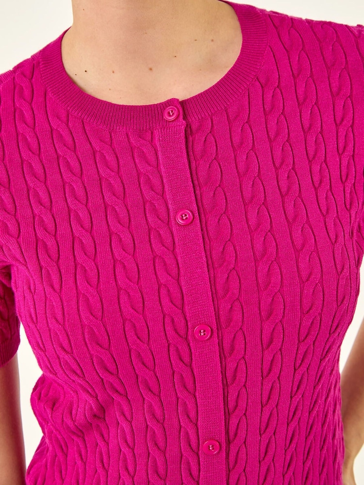 Roman Pink Cable Knit Buttoned Top - Image 5 of 5