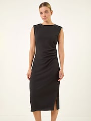 Roman Black Stretch Fitted Midi Dress - Image 2 of 5
