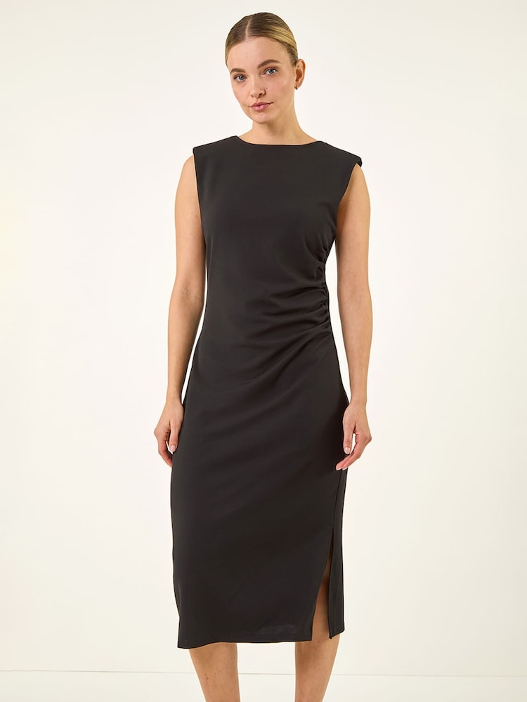 Roman Black Stretch Fitted Midi Dress - Image 2 of 5