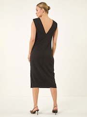 Roman Black Stretch Fitted Midi Dress - Image 3 of 5