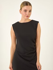 Roman Black Stretch Fitted Midi Dress - Image 4 of 5