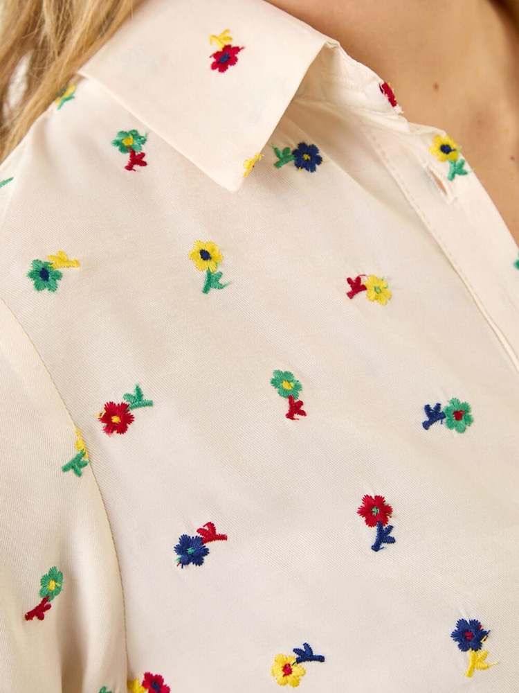 Roman White Floral Embroidered Shirt - Image 6 of 6