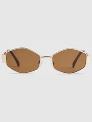 River Island Gold Metal Slim Hexagon Sunglasses - Image 1 of 5