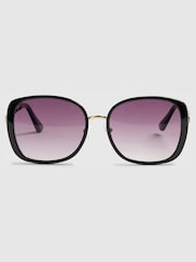 River Island Black Metal Glam Weave Detail Sunglasses - Image 1 of 4
