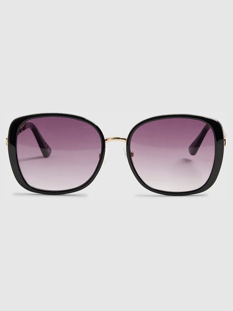 River Island Black Metal Glam Weave Detail Sunglasses - Image 1 of 4 River Island Black Metal Glam Weave Detail Sunglasses - Image 1 of 4