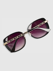 River Island Black Metal Glam Weave Detail Sunglasses - Image 2 of 4