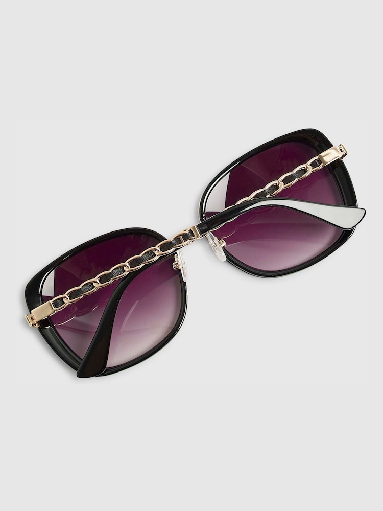 River Island Black Metal Glam Weave Detail Sunglasses - Image 2 of 4 River Island Black Metal Glam Weave Detail Sunglasses - Image 2 of 4