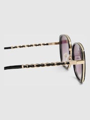 River Island Black Metal Glam Weave Detail Sunglasses - Image 3 of 4