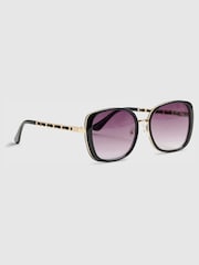 River Island Black Metal Glam Weave Detail Sunglasses - Image 4 of 4