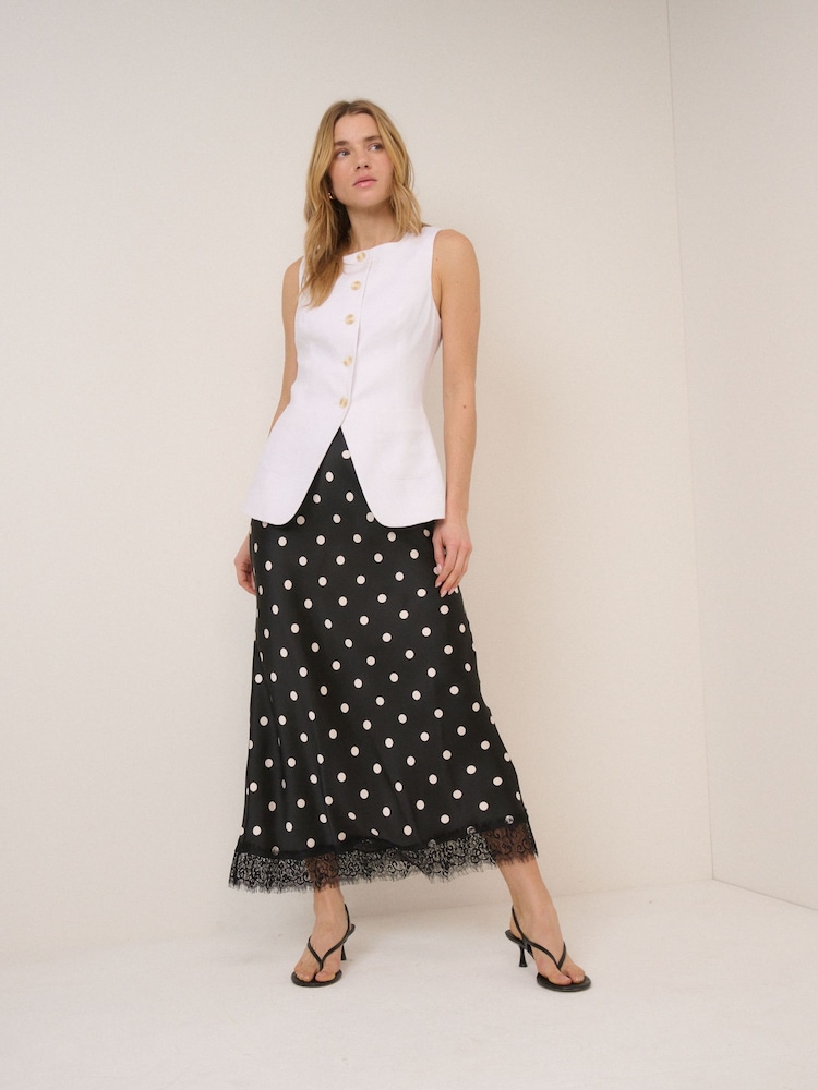 Nobodys Child Black Polka Dot Skirt With Lace Trim - Image 2 of 5