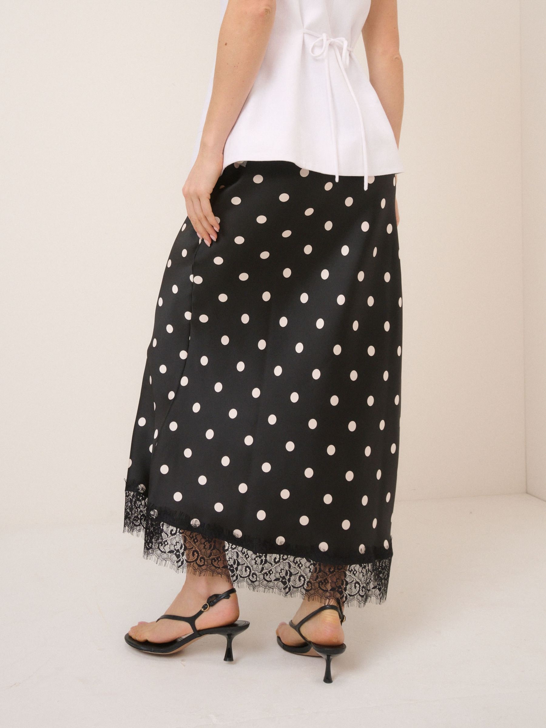 Buy Nobodys Child Black Polka Dot Skirt With Lace Trim from Next USA