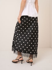 Nobodys Child Black Polka Dot Skirt With Lace Trim - Image 4 of 5