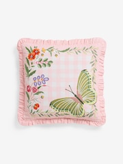 وسادة كرسي قطن بنقشة مربعات مطرَّزة بفراشات من Cath Kidston - صورة 5 من 5