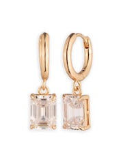 Lauren Ralph Lauren Gold Tone Crystal Huggie Hoop Earrings - Image 1 of 3