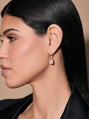 Lauren Ralph Lauren Gold Tone Crystal Huggie Hoop Earrings - Image 2 of 3