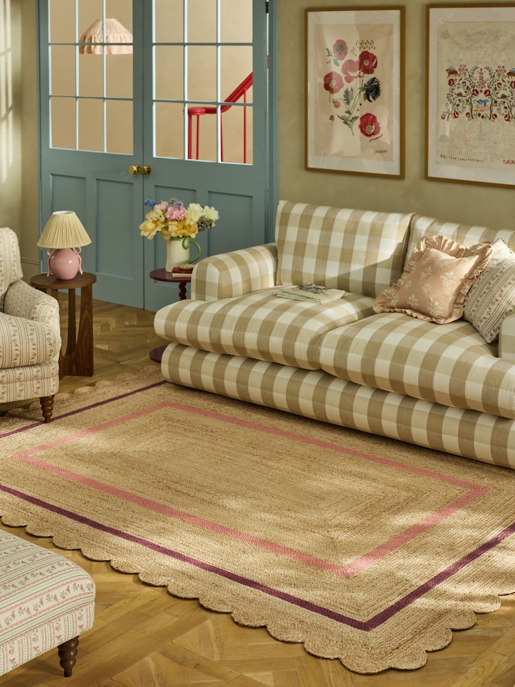 Cath Kidston Pink Jute Border Rug - Image 1 of 5 Cath Kidston Pink Jute Border Rug - Image 1 of 5