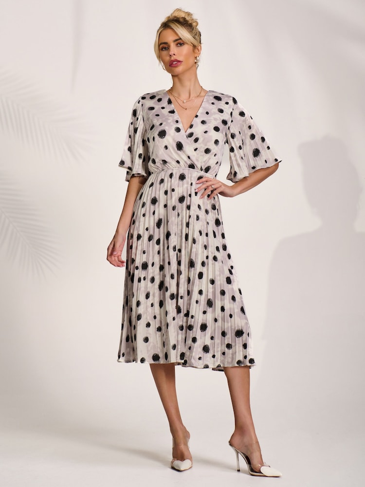 half pleated dress Beige Half Pleated Dress Rosama Fashion