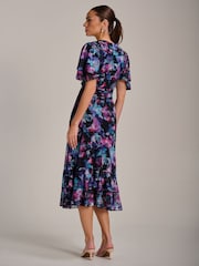 Jolie Moi Light Purple Ruffle Detail Ruched Mesh Midaxi Dress - Image 4 of 6