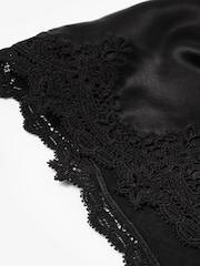 Mint Velvet Black Satin Lace Trim Scarf - Image 2 of 3