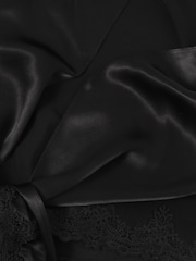 Mint Velvet Black Satin Lace Trim Scarf - Image 3 of 3