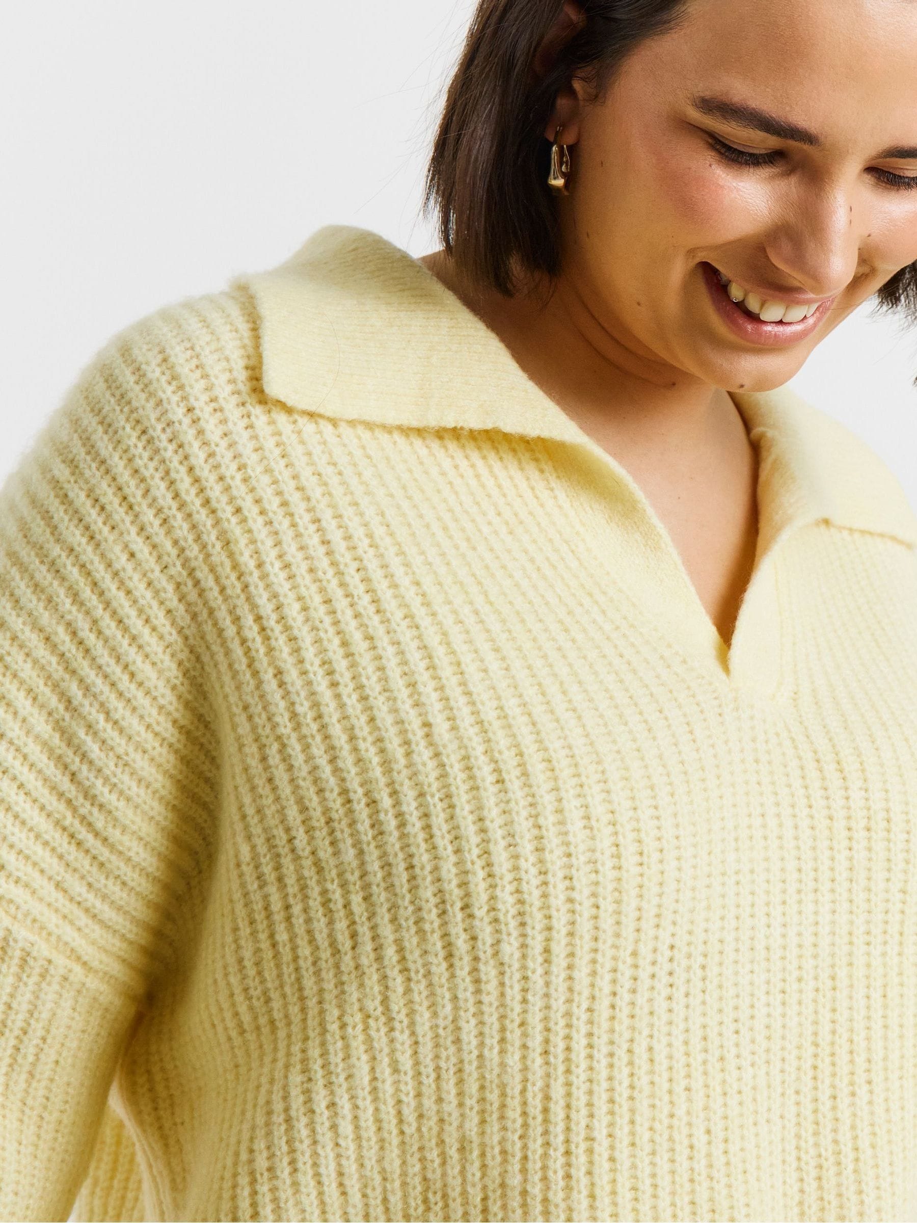 Buy Simply Be Yellow Collared Rib Jumper from Next USA