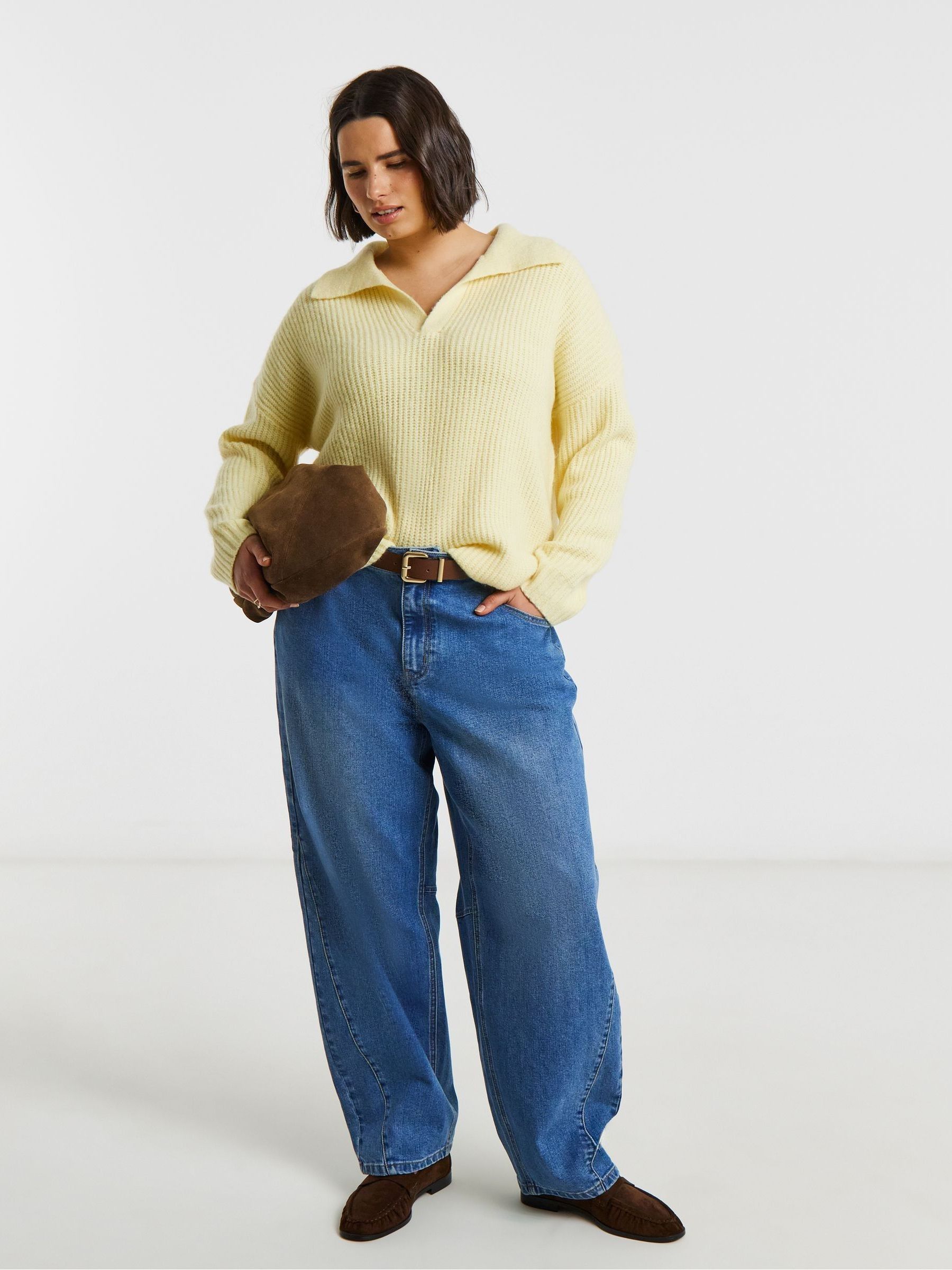 Buy Simply Be Yellow Collared Rib Jumper from Next USA