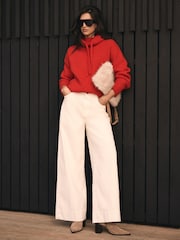 Mint Velvet Cream Corduroy Wide Trousers - Image 1 of 7