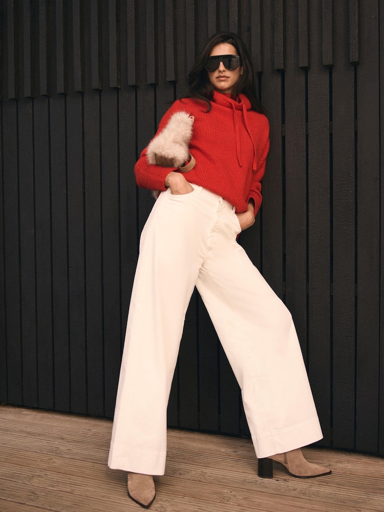 Mint Velvet Cream Corduroy Wide Trousers - Image 2 of 7