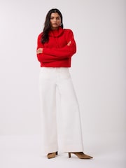 Mint Velvet Cream Corduroy Wide Trousers - Image 5 of 7