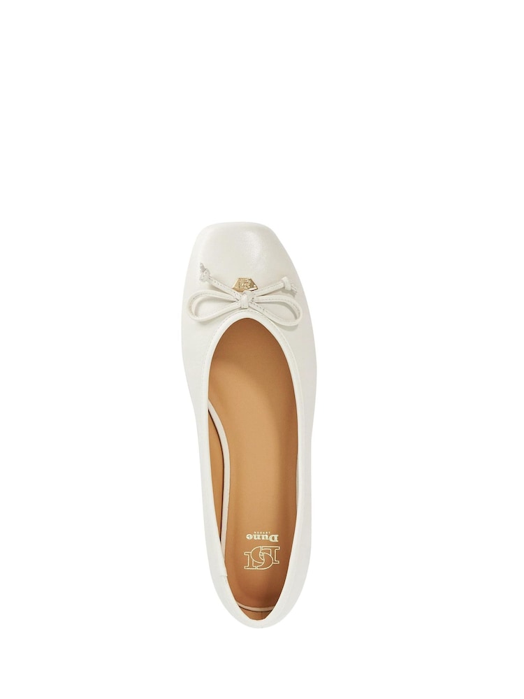 Alb - Dune London Leather Harllowe Ballet Pumps - Imaginea 6 din 6