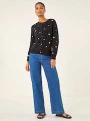 Roman Black Floral Embroidered Knit Cardigan - Image 2 of 5