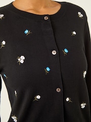Roman Black Floral Embroidered Knit Cardigan - Image 5 of 5