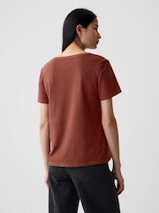 Gap Brown Cotton Short Sleeve Vintage V-Neck T-Shirt - Image 2 of 4