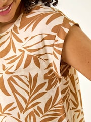 Roman Brown Leaf Print Shell Top - Image 5 of 5