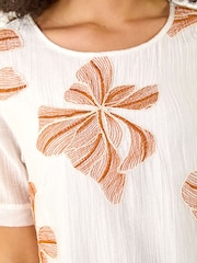 Roman White Floral Embroidered Tunic Top - Image 5 of 5