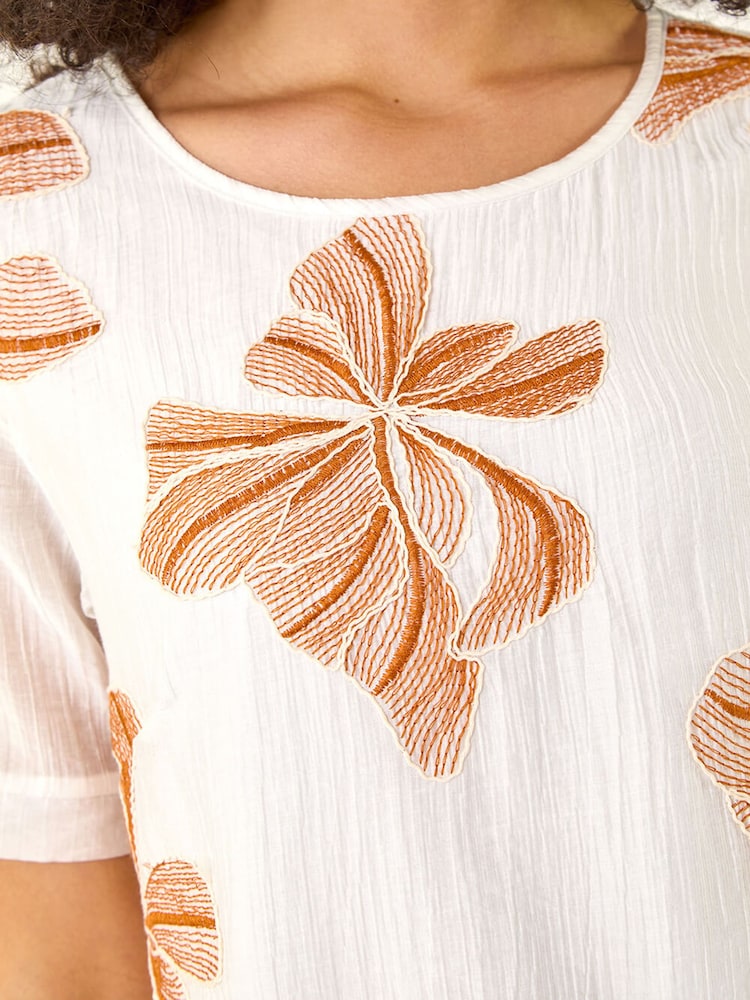 Roman White Floral Embroidered Tunic Top - Image 5 of 5