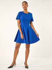 Roman Blue Panel Flared Stretch Dress - Image 1 of 5