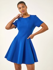 Roman Blue Panel Flared Stretch Dress - Image 2 of 5