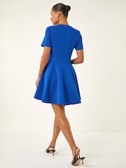 Roman Blue Panel Flared Stretch Dress - Image 3 of 5