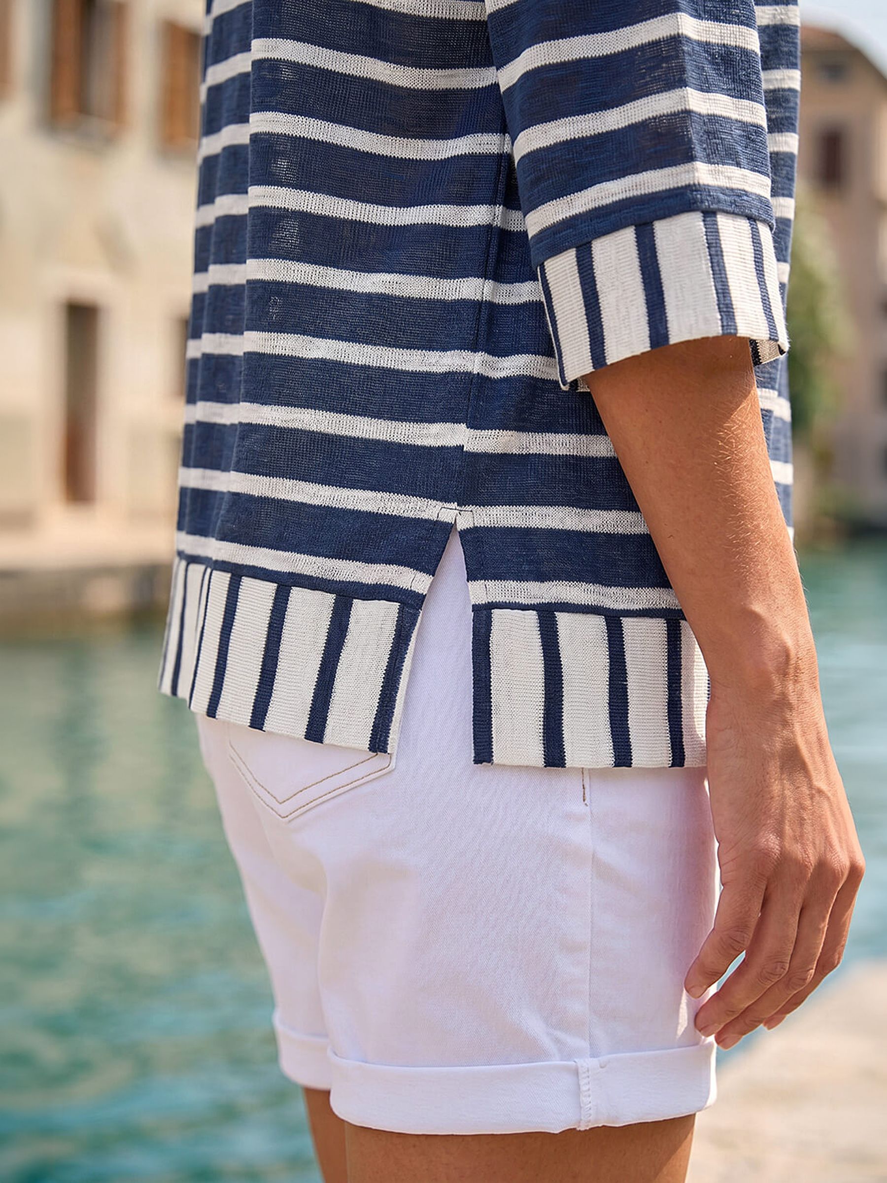 Buy Roman Blue Stripe Print V-Neck Tunic Top from Next USA